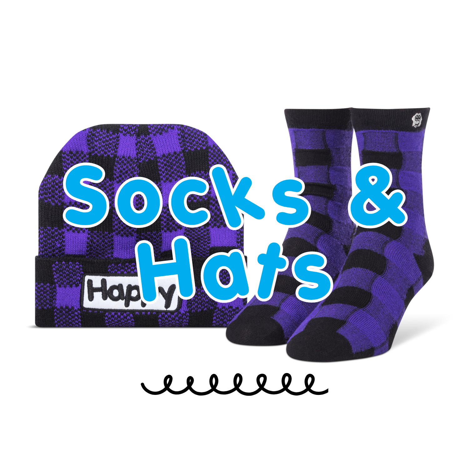 Purple Plaid Beanie and Socks