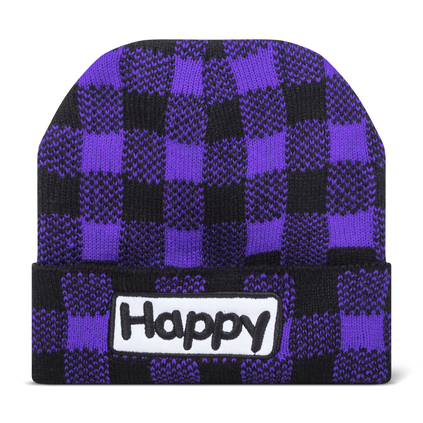 Happy Beanie - Buffalo Plaid Red or Purple - Support Shriners Children's Hospital