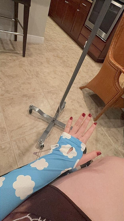 Blue Clouds IV Cover (2 Pack): Stylish Chemo-Friendly Medical Device Cover