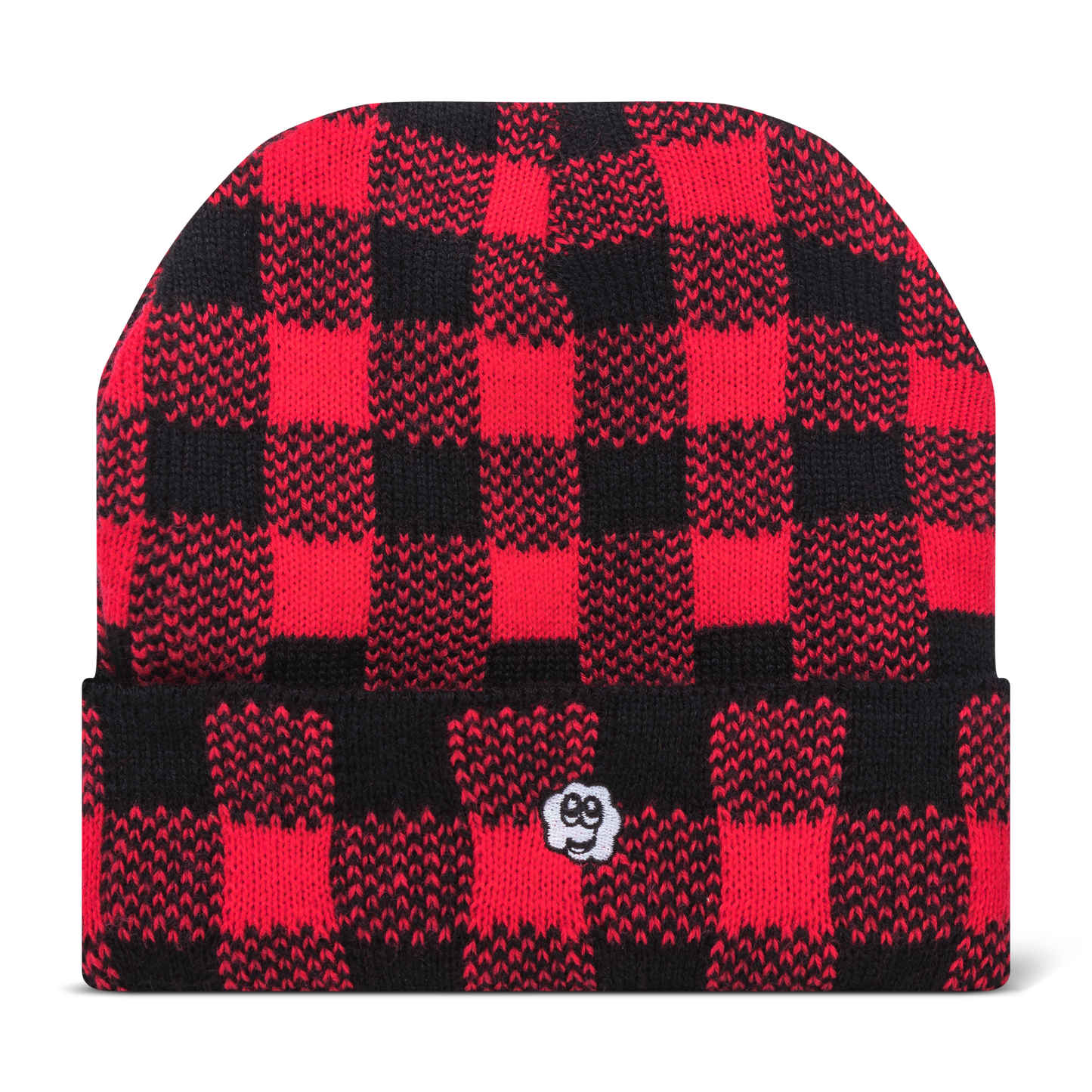 Red Plaid Happy Beanie - Soft Acrylic - Support Shriners Children's Hospital
