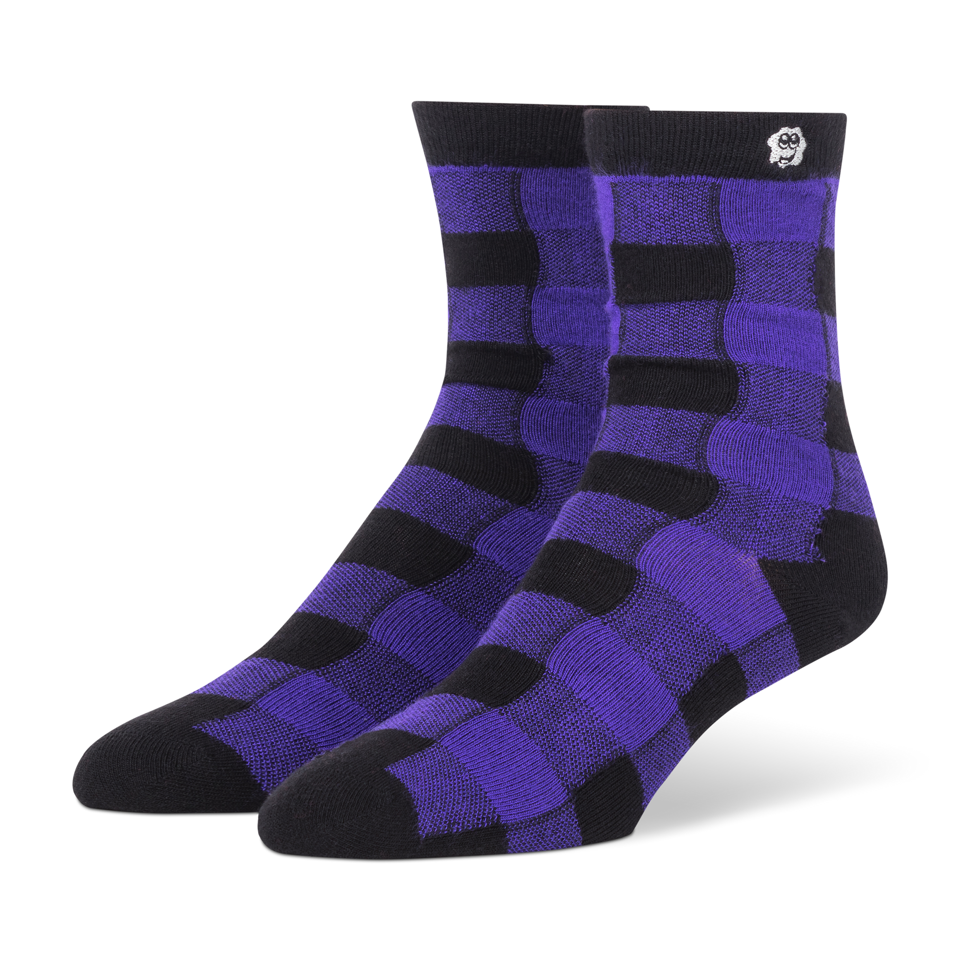 Purple Bamboo Buffalo Plaid Seamless Crew Socks - Unisex, Donates to Shriners Children's Hospitals