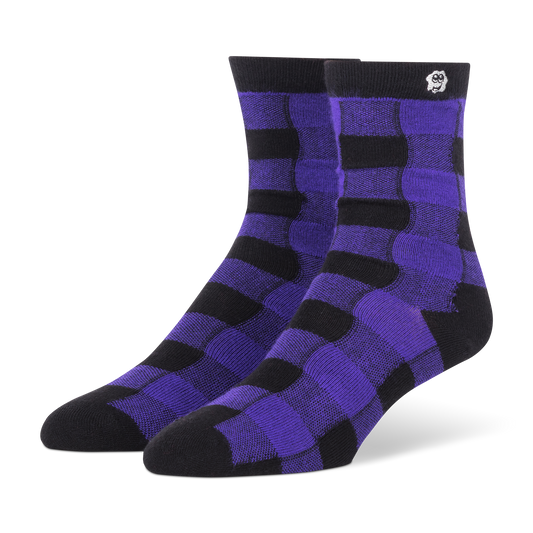 Purple Bamboo Buffalo Plaid Seamless Crew Socks - Unisex, Donates to Shriners Children's Hospitals