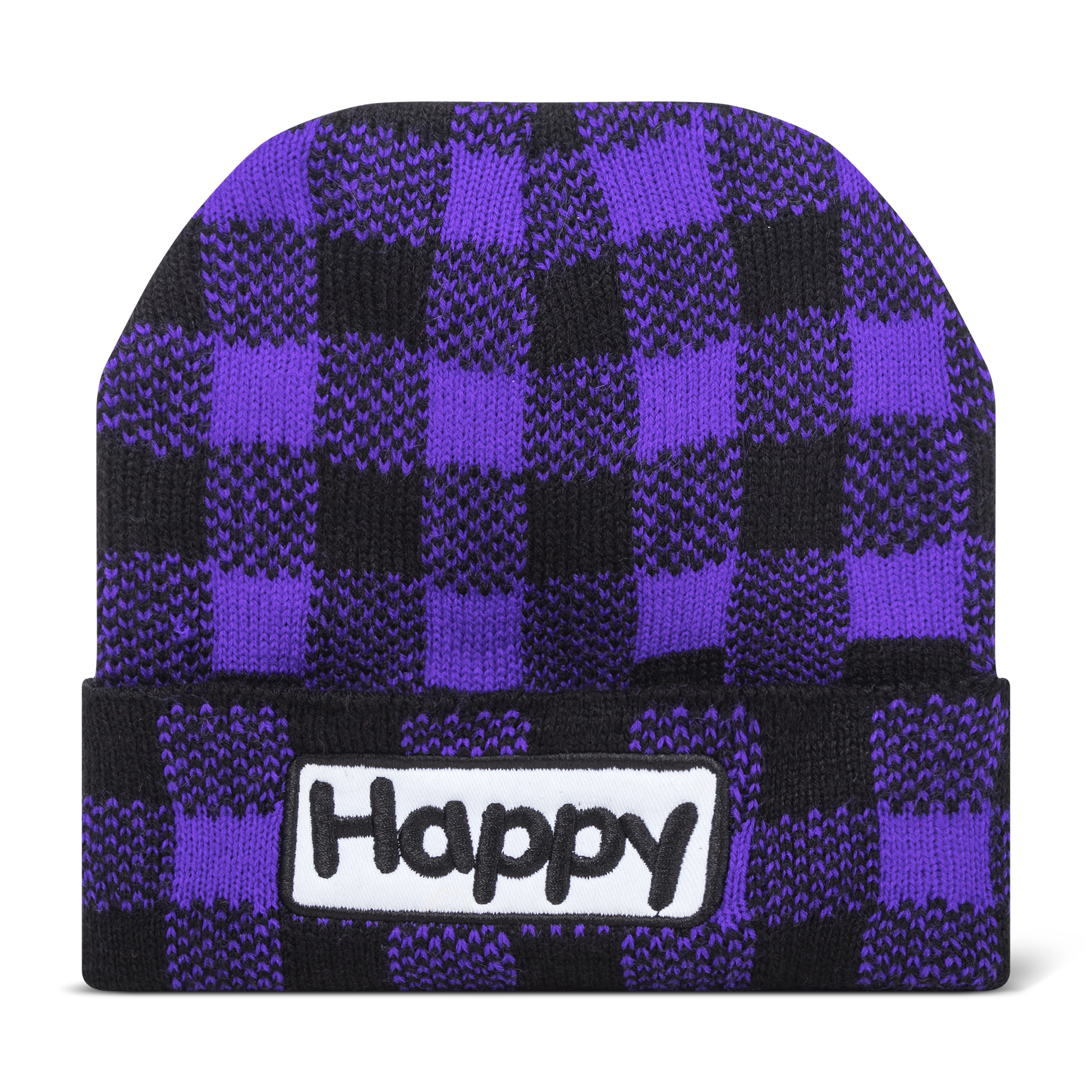 Happy Beanie - Buffalo Plaid Red or Purple - Support Shriners Children's Hospital