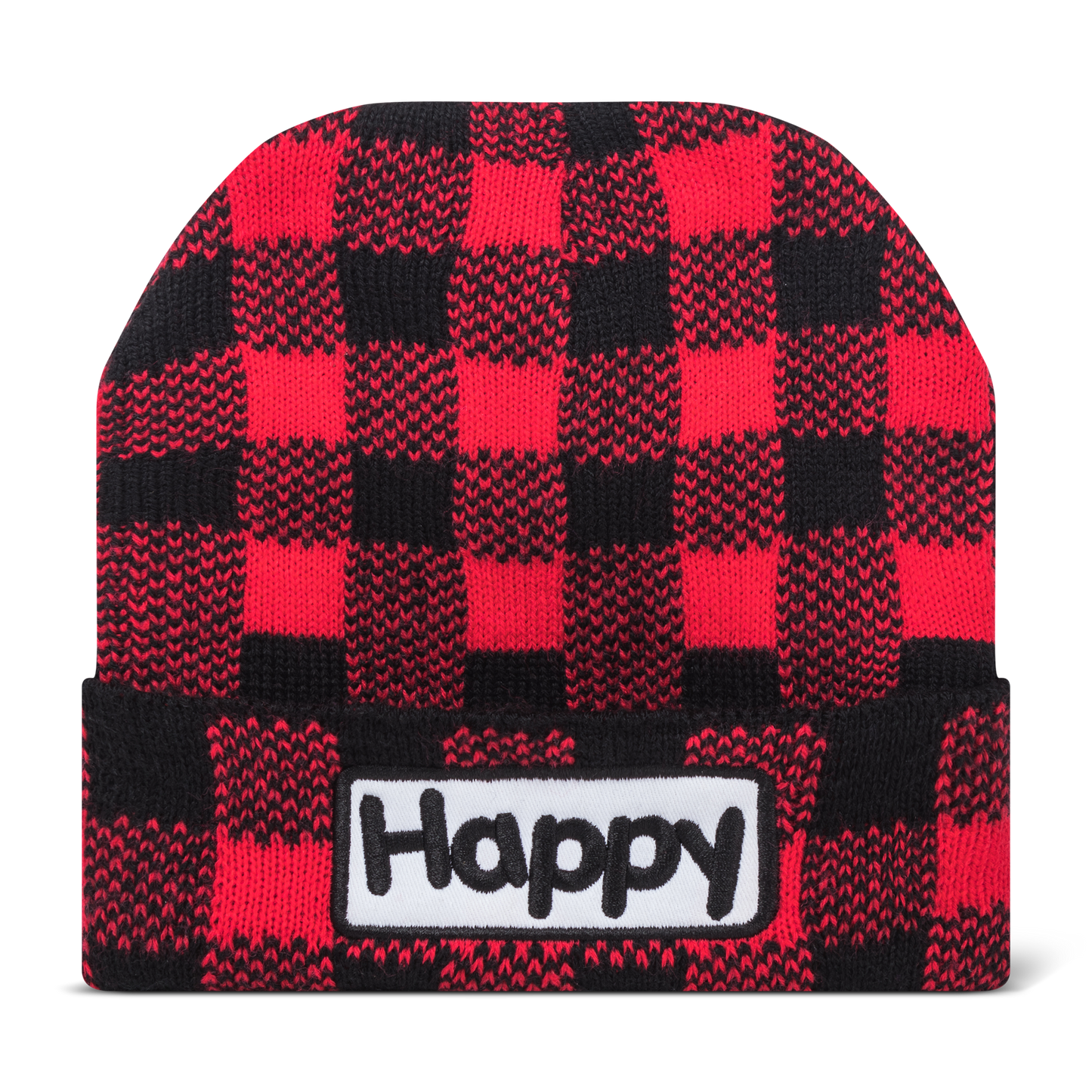 Red Plaid Happy Beanie - Soft Acrylic - Support Shriners Children's Hospital